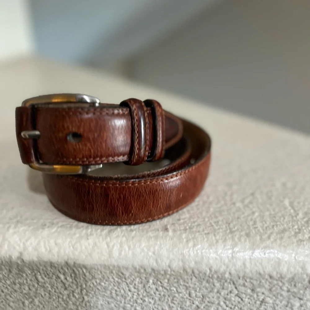 Fossil brown distressed Leather‎ Belt Mens Medium l Work Rugged Utility IGrunge